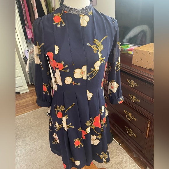 NWOT LC Lauren Conrad 4 Navy Dress Floral Print - Picture 1 of 8
